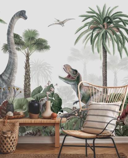 carta da parati dinosauri nella giungla