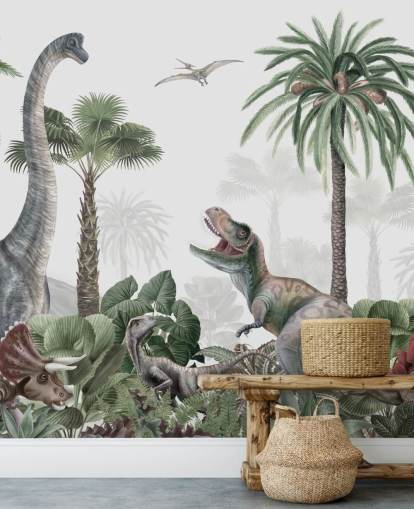 dinosaurs in jungle wallpaper