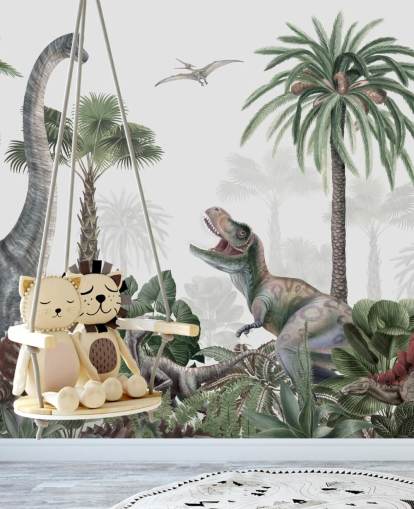 dinosaurer i jungle tapet
