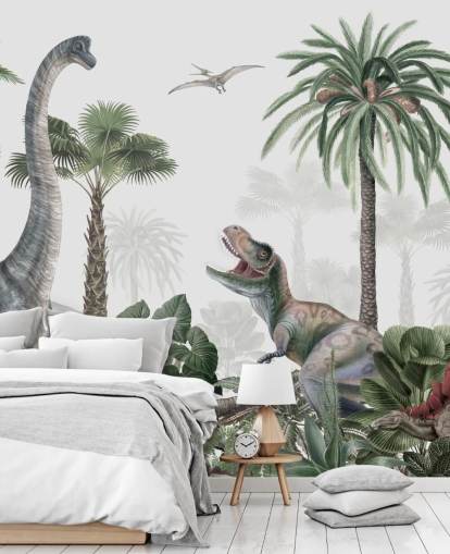 carta da parati dinosauri nella giungla