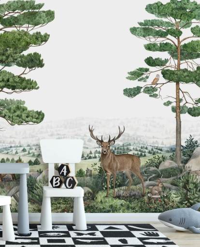 carta da parati con animali del bosco