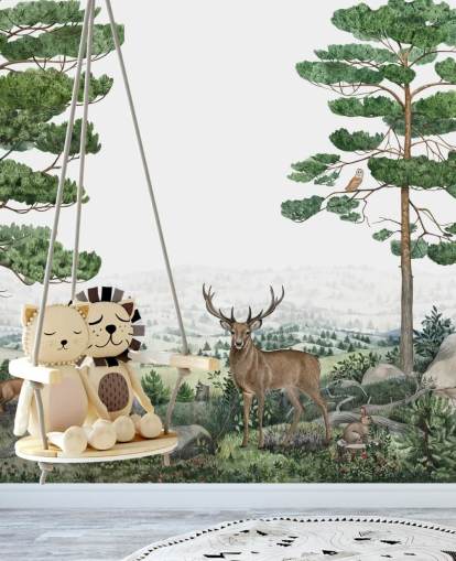 behang met dieren in het bos