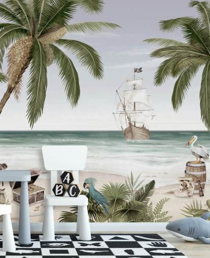 carta da parati con isola tropicale