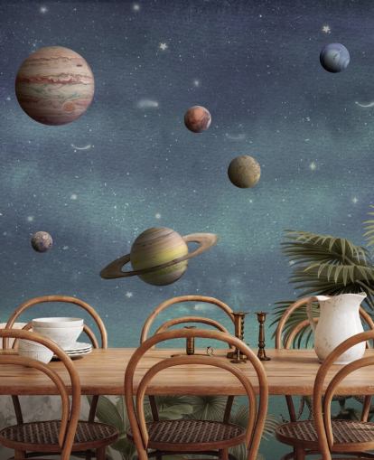 fondo de pantalla de planetas sobre la jungla