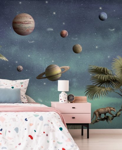 Planeten über dem Dschungel als Hintergrundbild Planeten über dem Dschungel als Hintergrundbild