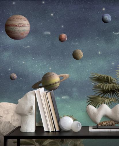 Planeten über dem Dschungel als Hintergrundbild Planeten über dem Dschungel als Hintergrundbild