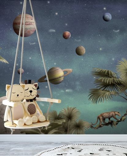 planeten boven de jungle behang planeten boven de jungle behang