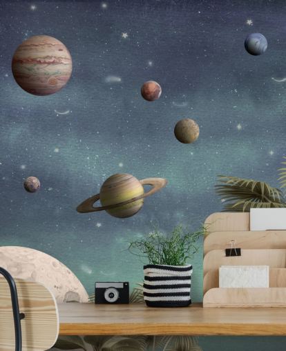 fondo de pantalla de planetas sobre la jungla