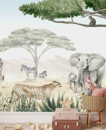 behang met dieren in het bos