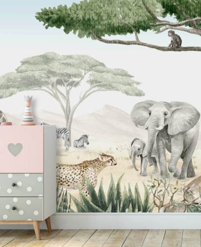 behang met dieren in het bos