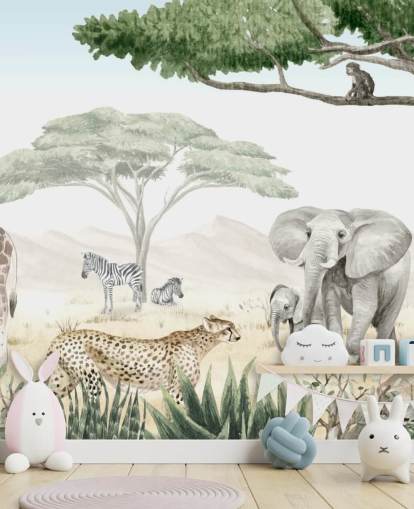 carta da parati con animali del bosco