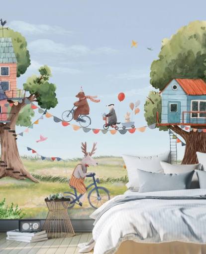 nursery animals and tree houses wallpaper nursery animals and tree houses wallpaper