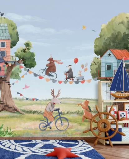 nursery animals and tree houses wallpaper nursery animals and tree houses wallpaper