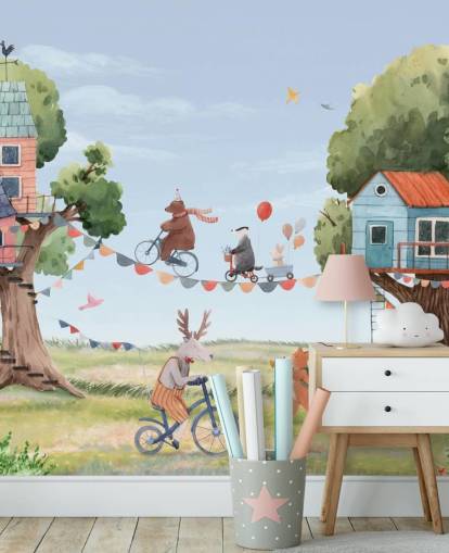 nursery animals and tree houses wallpaper nursery animals and tree houses wallpaper