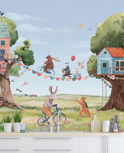 nursery animals and tree houses wallpaper nursery animals and tree houses wallpaper