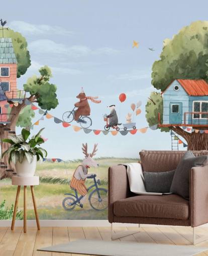 nursery animals and tree houses wallpaper nursery animals and tree houses wallpaper