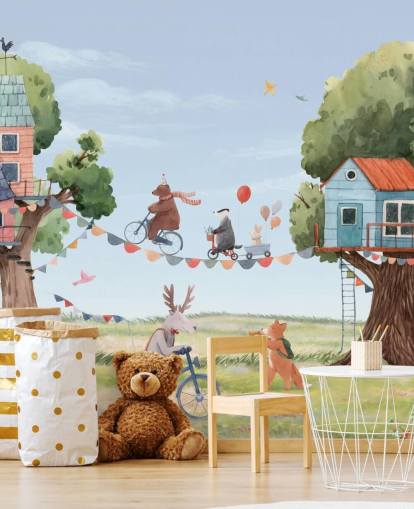 carta da parati animali da vivaio e case sugli alberi carta da parati animali da vivaio e case sugli alberi