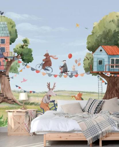 nursery animals and tree houses wallpaper nursery animals and tree houses wallpaper