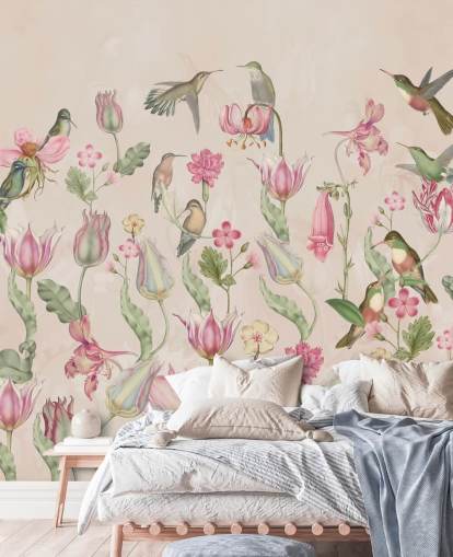 pretty tulips & hummingbirds wallpaper pretty tulips & hummingbirds wallpaper