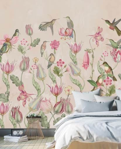 Fondos de pretty tulips & hummingbirds