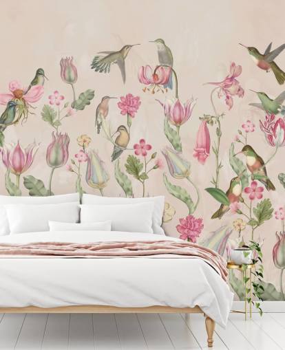 Fondos de pretty tulips & hummingbirds