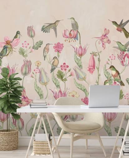 carta da parati pretty tulips & hummingbirds carta da parati pretty tulips & hummingbirds