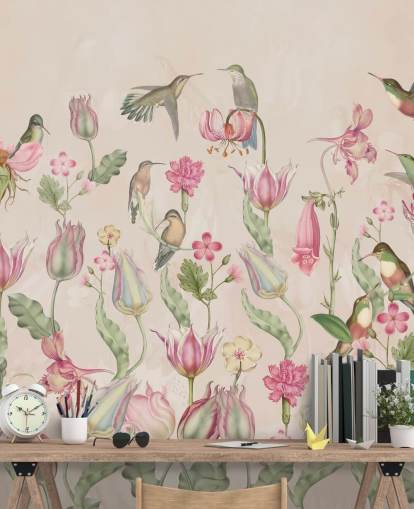 Hübsche Tulpen & Kolibris Tapete