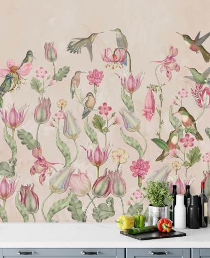 Fondos de pretty tulips & hummingbirds