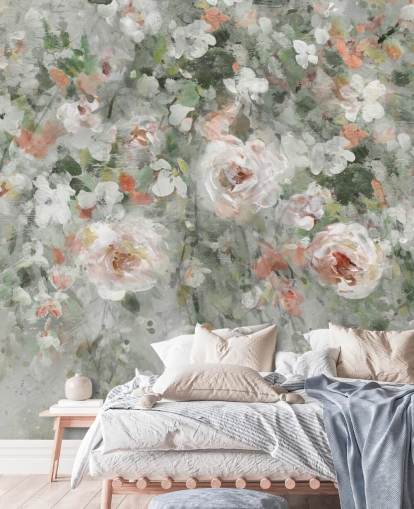 pastel roze bloemen behang pastel roze bloemen behang