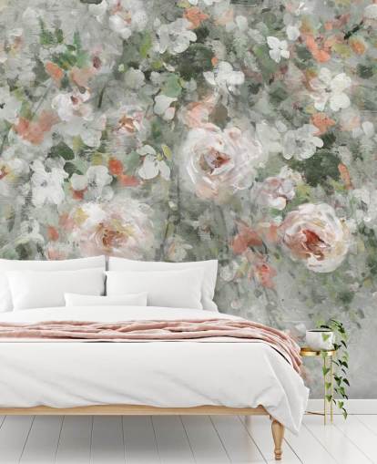 pastell rosa blomster tapet