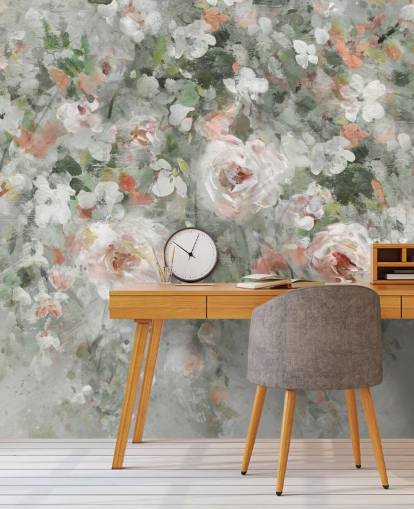 Tapete mit pastellrosa Blumen