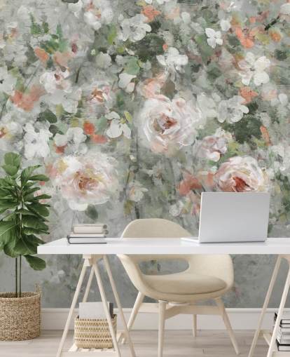 pastell rosa blomster tapet