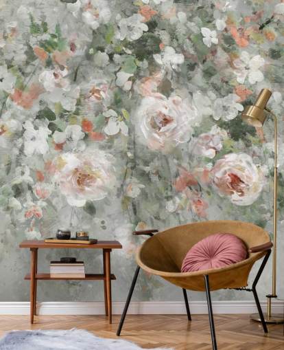 papel pintado pastel pink flowers