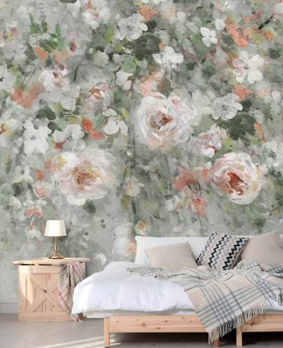 pastell rosa blomster tapet