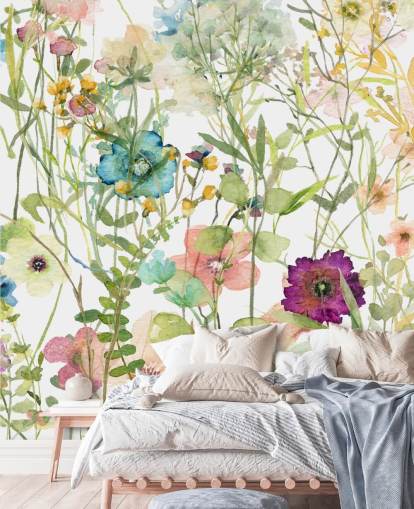 farverige blomster tapet