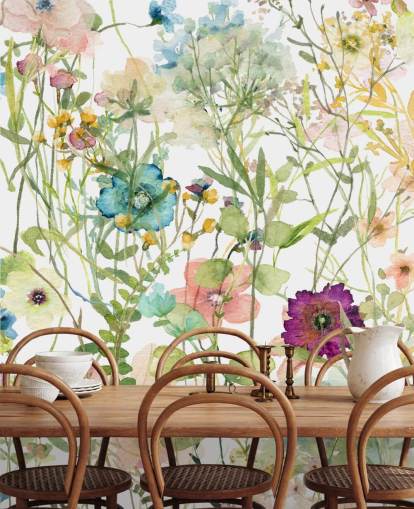 papel pintado floral colorido