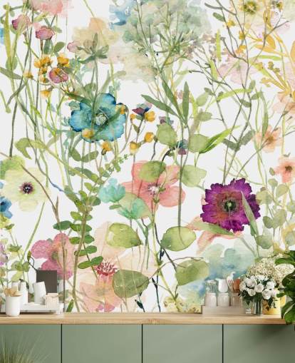 farverige blomster tapet