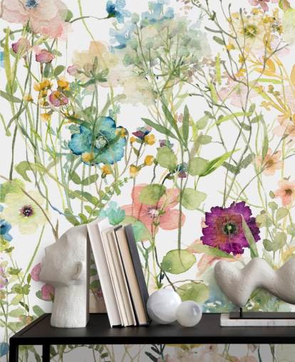 papel pintado floral colorido