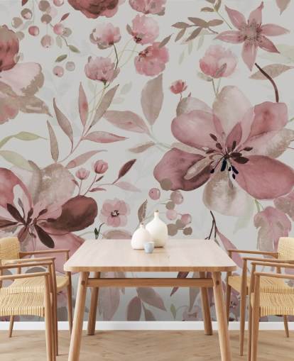 pastel pink watercolour floral wallpaper