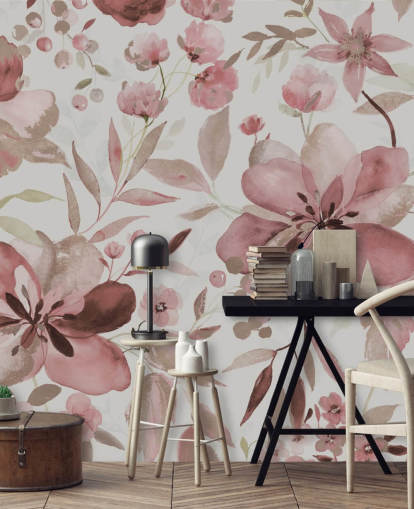 pastel pink watercolor floral wallpaper