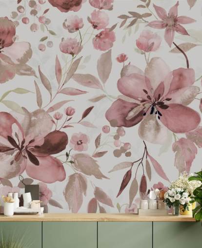 pastel pink watercolor floral wallpaper