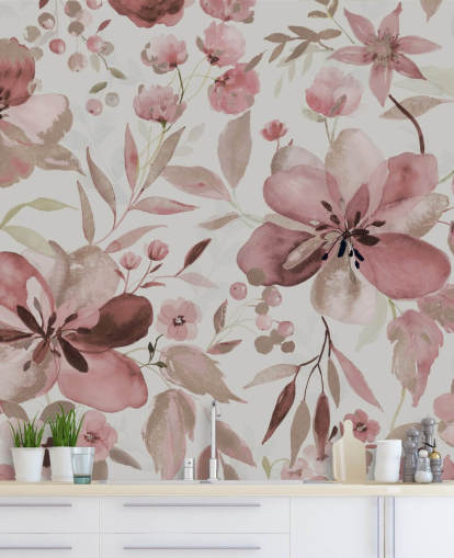 pastel pink watercolor floral wallpaper