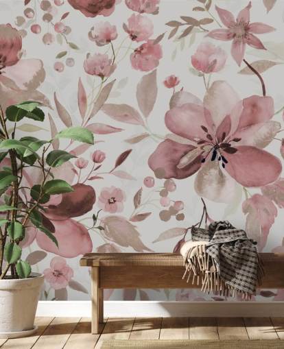 pastel pink watercolour floral wallpaper pastel pink watercolour floral wallpaper