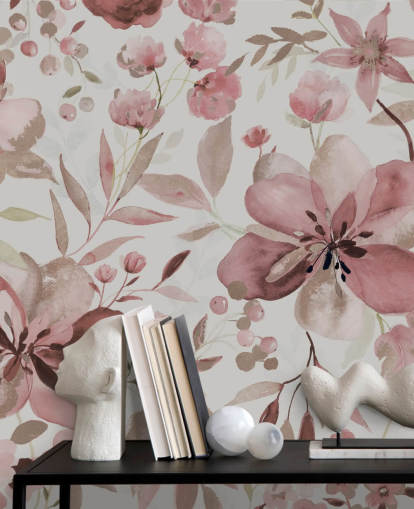 papel de parede floral em aquarela rosa pastel papel de parede floral em aquarela rosa pastel