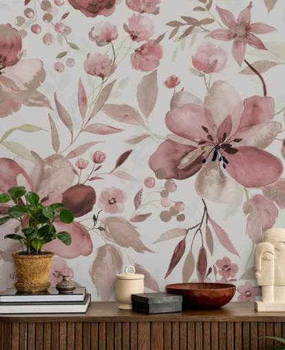 papier peint floral aquarelle rose pastel papier peint floral aquarelle rose pastel
