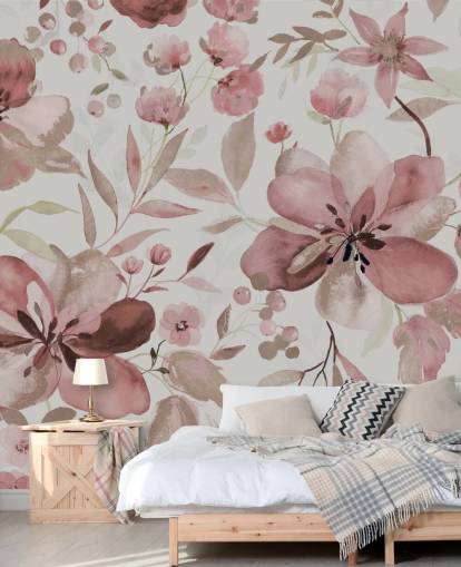 pastel pink watercolor floral wallpaper
