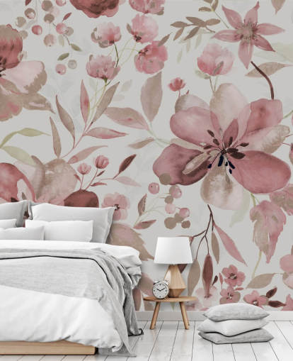 papel pintado floral de acuarela rosa pastel