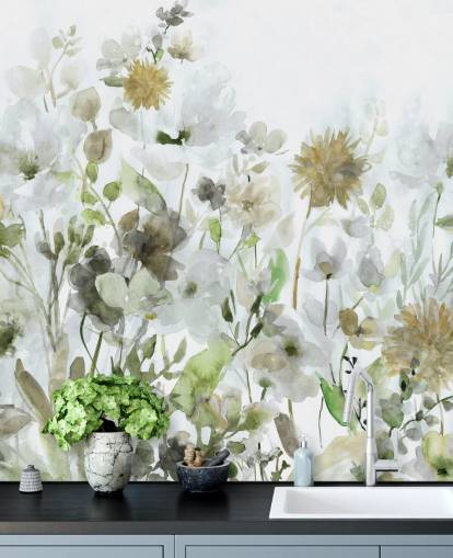 salvia gröna och grå blommor tapet