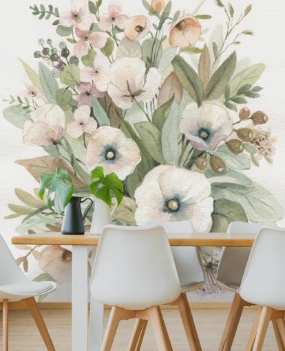 dusty pink and sage green pastel floral wallpaper