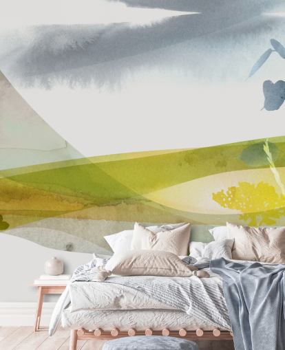 yellow and grey watercolour landscape wallpaper